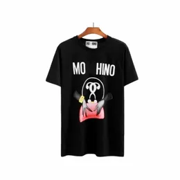 Moschino Brand dsignr mn's tirts chst lttr laminatd print slv slv high strt loos ovrsiz t-shirt t-shirt pur tops for mn and womn 466