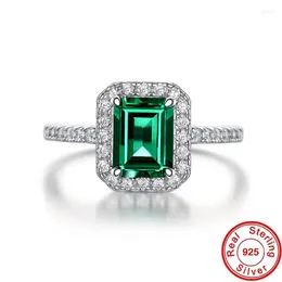 Cluster Rings Handmade Emerald Diamond Promise Ring Real 925 Sterling Silver Engagement Wedding Band For Women Bridal Party Jewelry