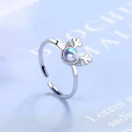 Anillos de racimo anillo de asta de ciervos para mujeres dedo femenino hermoso abierto con piedra 2023 tendencia joyas de moda coreana regalo de Navidad