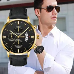 Armbandsur WJ-8725 2023 Men Sport Watches Men's Quartz Clock Man Army Military Leather Wristwatch Relogio Masculino Watch