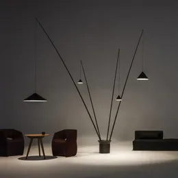 Lampy podłogowe po nowoczesnej osobowości rybackiej czarny żelazny stojak lampa sypialnia bar domowy kubek wewnętrzny Minimalistyczne światło