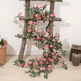 Decorative Flowers Wedding Ceiling Decoration Simulation 1.8 Meters Wild Rose Rattan Indoor Plant Wall Flower