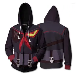 Men's Hoodies Anime Kill La Matoi Ryuuko 3D Printed Kiryuuin Satsuki Cosplay Zipper Jacket Sweatshirts Unisex Pullover Coat