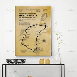 Dipinti Isola di Man Mappa RETRO Race poster retrò moto Race Travel Adventure Decorazioni per la casa Stampe Wall Art Canvas Regalo unico