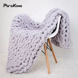 Cobertor colorido chenille chunky maconha arremesso de tecelagem quente decoração de casa macia fofo para camas 230221