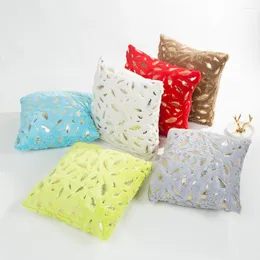Fundas de almohada de franela, fundas blancas de plumas doradas suaves para decoración del hogar, sofá, silla, cama, Color sólido