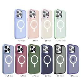 Strong Magnetic Magsafe Frosted Matte Hard PC TPU Phone Cases for iPhone 15 Pro Max 15 14 Plus 13 12 11 12 Pro Max Quality N52 Magnetic Semitransparent Clear Phone Cover