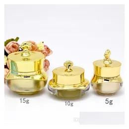 Perfume Bottle 5/10/15G Crown Shape Plastic Refillable Bottles Empty Pot Makeup Jar Travel Face Cream Lotion Cosmetic Container Drop Dhiyc