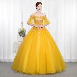 Sukienki imprezowe 2023 Quinceanera Classic Off the ramion długie suknie balowe tiulowe słodkie koronkowe kwiatowe vestido de Debutante Custom Made 230221