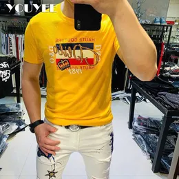 Herren T-Shirts Sommer T-Shirt Männer lässige Stickerei Mercerized Cotton Shortsleeved Youyee Brand Qualitätsqualität Plus Größe Bunt Z0221