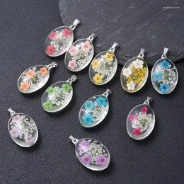 Charms 2 pezzi ovale trasparente resina epossidica fiore fresco conservato pendenti secchi eterni per gioielli che fanno accessori