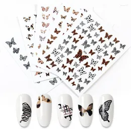 Naklejki do paznokci 2023 Loparda Stripe Butterfly Śliczne czarno -białe dzieci DIY