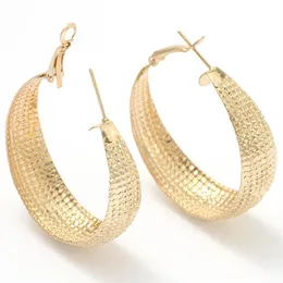Dreamtop Punk Wide Hoop Earrings Jewelry Gold Color Maxi for Women Gift Metal Enings Elings Pendientes E119 Huggie292U