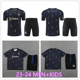 2023 2024 Tracksuits Man Utd Adult Kid Kort Mouw Trainingspak Mannen 23 24 Voetbal Men en Kid Training Kit Jogging Sets 01