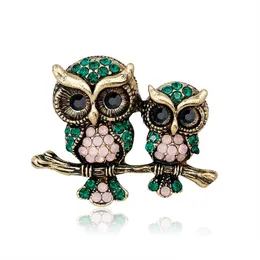 Pins Brooches Wholesale Large Bird Owls Crystal Enamel Antiques Bouquet Owl Brooch Pin Scarf Clips Jewelry Drop De Dhklw