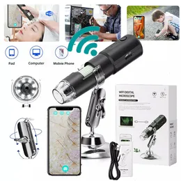 Dispositivi per la cura del viso Dermatoscopio Macchina per l'analisi della pelle Microscopio digitale Fotocamera WiFi Wireless Rilevamento del cuoio capelluto Elettroni Lente d'ingrandimento 1000X 230221