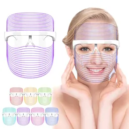 Face Massager 7 Colors LED Light Therapy Mask Pon Antiaging Anti Wrinkle Rejuvenation Wireless Skin Care Beatuy Devices 230314