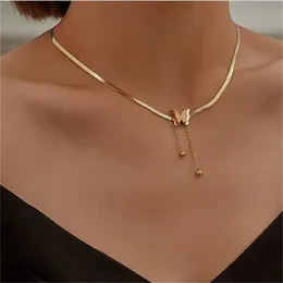 Vintage Butterfly Necklace Women Golden Stainless Steel Blade Snake Chains Aesthetic Charms Choker Women jewelry Gift To Mujer GC1922