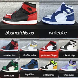 chicago off casual shoes Jumpman 1 1s men basketball shoes college fashion basketball shoes grass green sky blue jet black colorblock Newstalgia Shadow sneakers