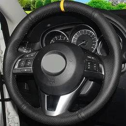 DIY Black Genitle Leather Car Teadering Wheel Cover for Mazda CX-5 Mazda 3 2013-2016 Mazda 6 2014-2016 Scion IA 2016205k