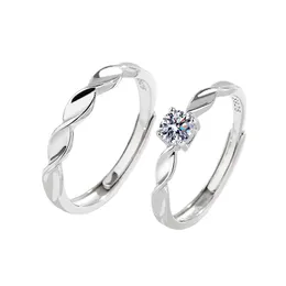 925 anéis de casal de diamante de prata esterlina para amantes Casamentos presentes de jóias finas para sempre, casais prateados anel de dedo torcido dos dedos feminino judeus feminino
