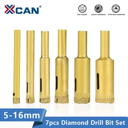 بتات تدريبات احترافية XCAN TI Bitmond Diamond Bit 7pcs 5/6/8/10/12/14/14/16 ملم لقطعة ثقب الغرانيت الرخاني من البلاط الزجاجي