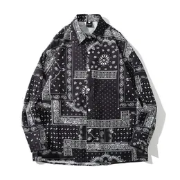 Camicie casual da uomo Camicia bandana per uomo Abiti oversize Stampa Harujuku Manica lunga Abbigliamento hawaiano a quadri 230221