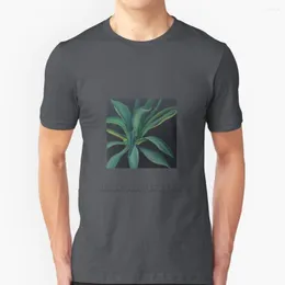 Herr t-skjortor agave kortärmad t-shirt sommaren män gata skjorta växt svart blommakaktus krass