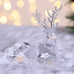 Dekorativa föremål Figurer Plast Crystal Deer Desktop Prydnad Rumdekor Transparent älg Reindeer Sculpture Christmas Home Office Decoration 230221