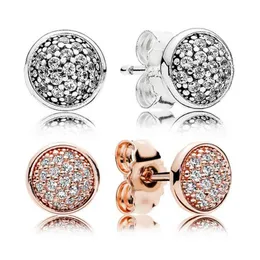 Luxury designer jewelry stud earrings 925 sterling silver for Pandora round CZ diamond fashion temperament female earrings earring2923