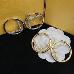 Luksusowy projektant wysokiej jakości marki Hoop Gold and Srebrne litery z diamentami Kolczyki Kobiet Party Wedding Para Para Biżuteria 925 Silver 7