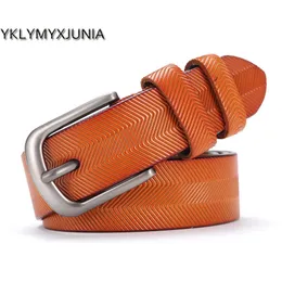 Nyckelringar Kampanj 2019 Pin Buckle Causal Women's Leather Belt billig äkta läderkvinnor Rem Ny designbälte Kvinna Ancient J230222