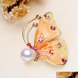 Jewelry Settings High Quality Butterfly Europe Thick Goldplated Explosive Freshwater Pearl Brooch Semifinished Mount For Diy Dhdx5