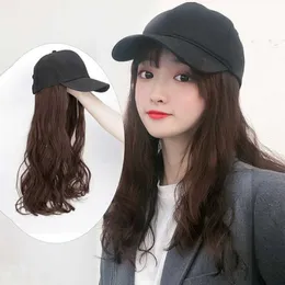 Top Caps Sentetik saç uzatma ile yeni beyzbol şapkası Moda uzun kıvırcık saç uzantısı beyzbol kapakları ile kadın r230220