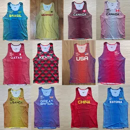 Mens Camisetas Uganda Stripes Homem Rápido Running Net Respirável Colete Velocidade Profissional Atleta Track Field Singlet Personalizável 230220