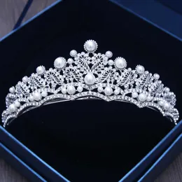 Diademi di lusso barocco argento placcato diademi di cristallo strass ornamenti per capelli testa di sposa gioielli perla corona nuziale spose fasce per capelli Z0220
