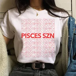 Camisetas para mujeres camisa para mujeres Pisciss Szn Femenina de manga corta Tops de verano 12 Constelaciones Camiseta de alfabeto linda