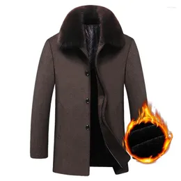 남성용 재킷 가을 가을 겨울 두꺼운 양털 따뜻한 수컷 재킷 중간 긴 모피 칼라 남자 모직 트렌치 코트 플러스 크기 4xl Jaqueta Masculina