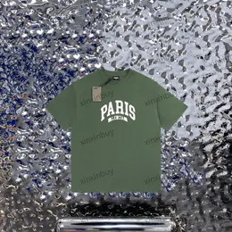 xinxinbuy 男性デザイナー tシャツ tシャツ 23ss CITIES PARIS プリント半袖綿女性白黒緑青 S-2XL