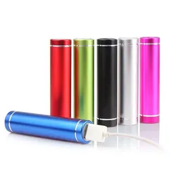 B￤rbara cirkul￤ra kraftbanker 2600mAh Aluminium Alloy Mini Mobile Universal Powers Laddar batteriet f￶r detaljhandelspaket