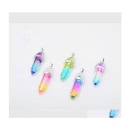 Charms Colours Hexagon Prism Pendants Crystal Clear Chakras Gem Stone Fit Earrings Necklace Making Assorted Drop Delivery Jewelry Fi Dhgsj