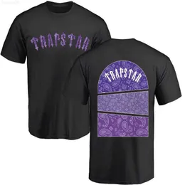 남자 티셔츠 Trapstar Art of War Paisley Tshirt 남자 패션 캐주얼 짧은 슬리브하라 주쿠 느슨한 대형 상판 보라색 질감 프린트 T 셔츠 Z0221
