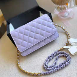 7A 19CM Womens Wallet With Two-tone Chain Card Holder Bags Classic Mini Flap Quilted Gold Matelasse Chain Crossbody Shoulder Luxury Designer Clutch Purse Handbags