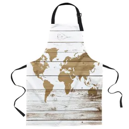 Aprons Vintage Wooden Texture Printed Kitchen Cooking Baking Canvas Sleeveless For Women Man Kids Home Delantal Cocina