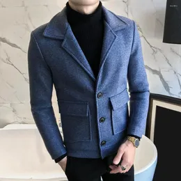 Men's Jackets High Quality Winter Solid Color Woolen For Men Casual Business Trench Coats Clothing Streetwear Overcoat Chaquetas