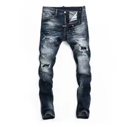 Dsq rippade kn￤ tv￤tt sexig twist jeans klassiska mode man byxor hip hop rock moto mens casual designer byxor oroliga mager denim cyklist jeans 69165