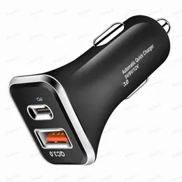 Caricabatterie per auto QC3.0 USB e PD 20W Caricatore per telefono a ricarica rapida per iPhone 14 13 12 11 Telefono Android Samsung