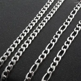 Chains MxGxFam ( 50/60/70/80 Cm X 5mm ) 316L Titanium Steel White Long Figaro 1:1 Necklaces For Men Fashion Jewlery No Fade