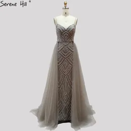 Party Dresses Dubai Grey Luxury Sleeveless Prom 2023 Mermaid Diamond Beading Sexy Gowns Serene Hill BLA70042