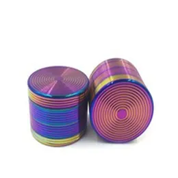 Hot Selling Colorful Thread Smoke Grinder 50mm Zink Eloy Smoke Crusher Ice Blue Stripe Four-Layer Metal Smoke Tool